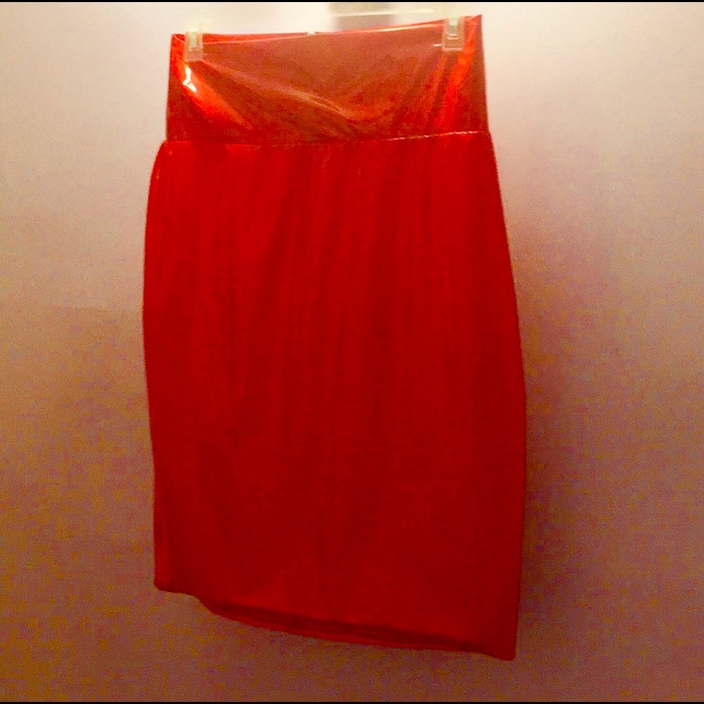 Red leatherette skirt